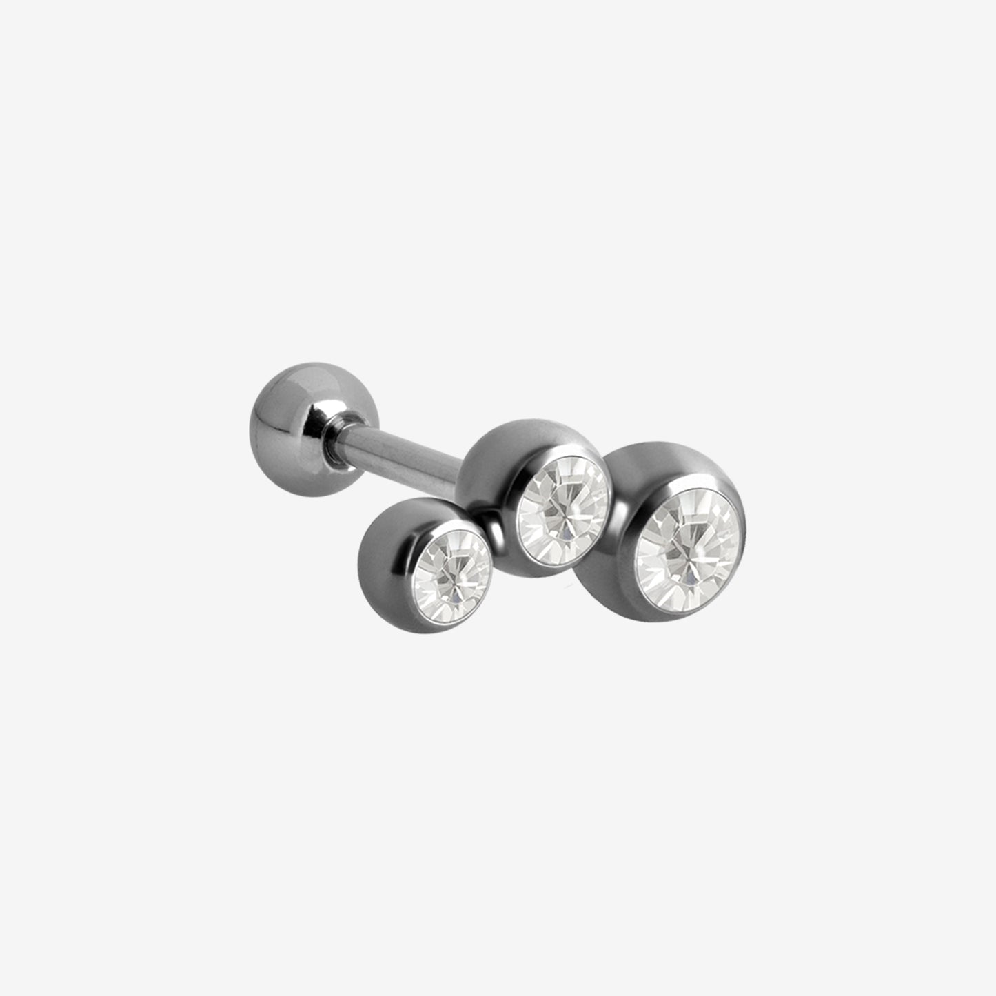 Piranha Earbarbell 3 Ball Crystals Steel Basicline