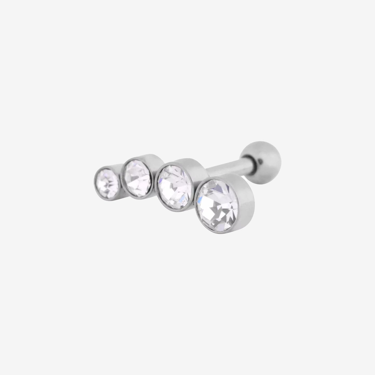 Wildcat Earbarbell 4 Round Crystals Surgical Steel 316L Basicline