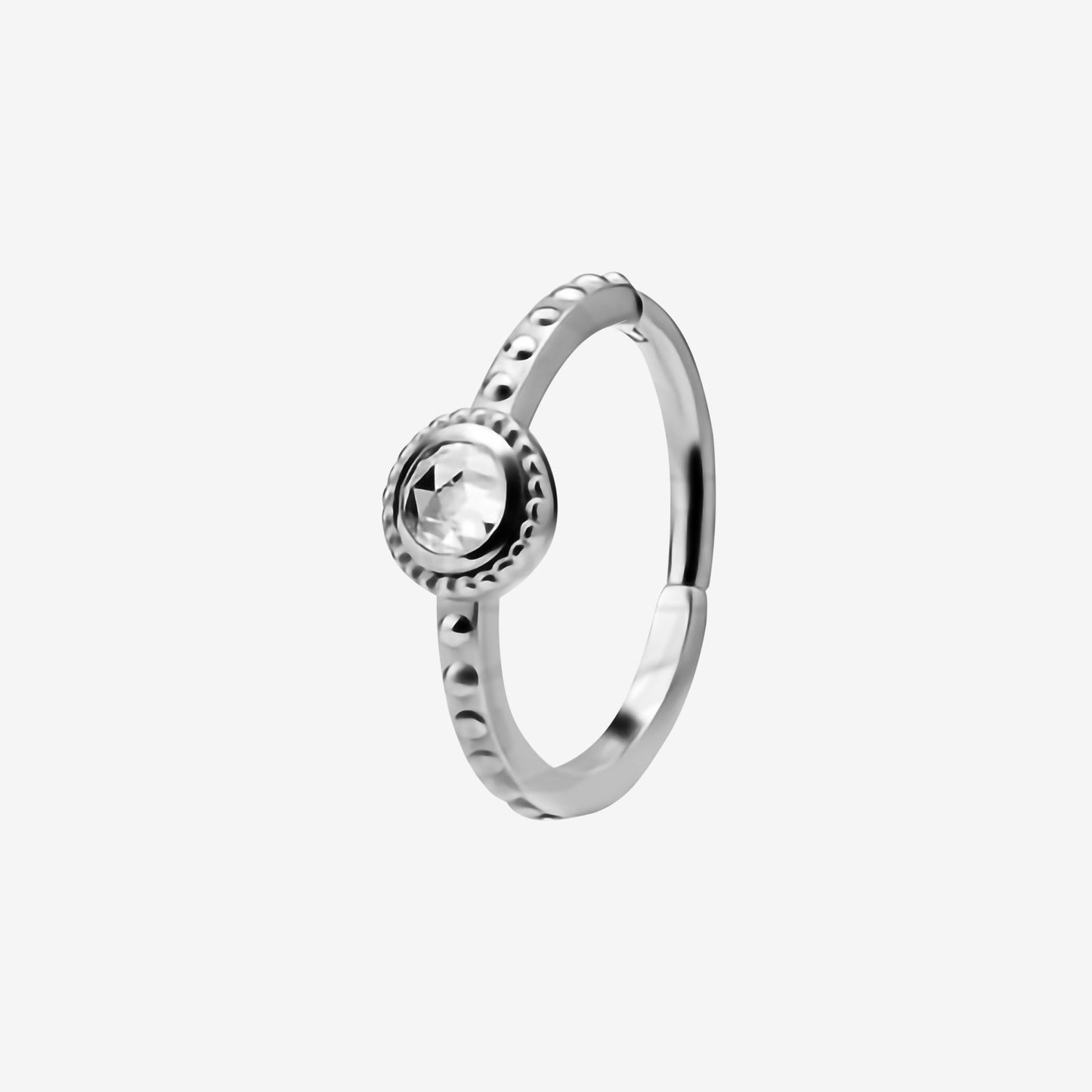 Piranha Argola Hinged Big Stone Jewelled Ring Steel Basicline - 2053-002-022