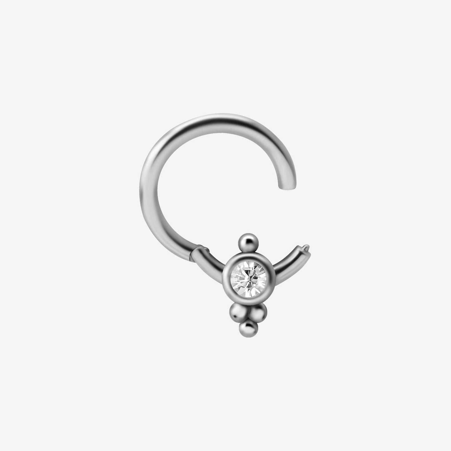 Piranha Argola Hinged Smiley Micro Balls Flat Crystal Ring Steel Basicline - 2053-002-036