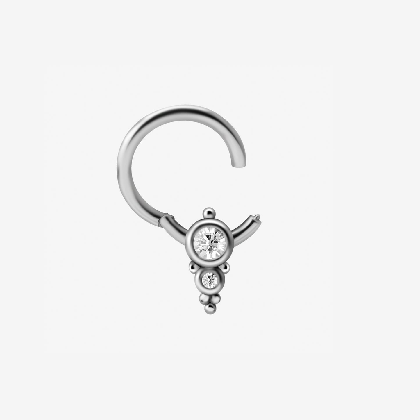 Piranha Argola Hinged Smiley Micro Balls Flat Crystal Ring Steel Basicline - 2053-002-037