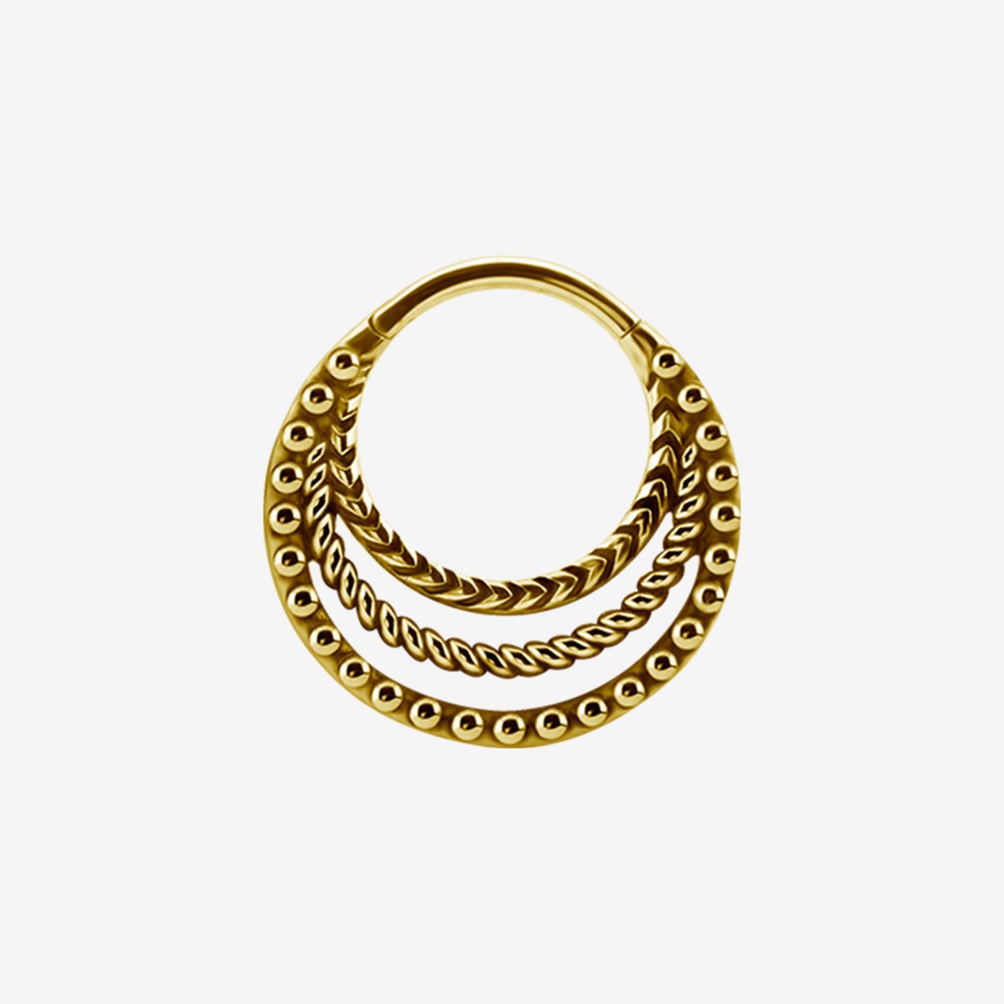 Piranha Hoop Hinged Tribal 3 Bows Surgical Steel 316L Zirconline - 2053-002-048