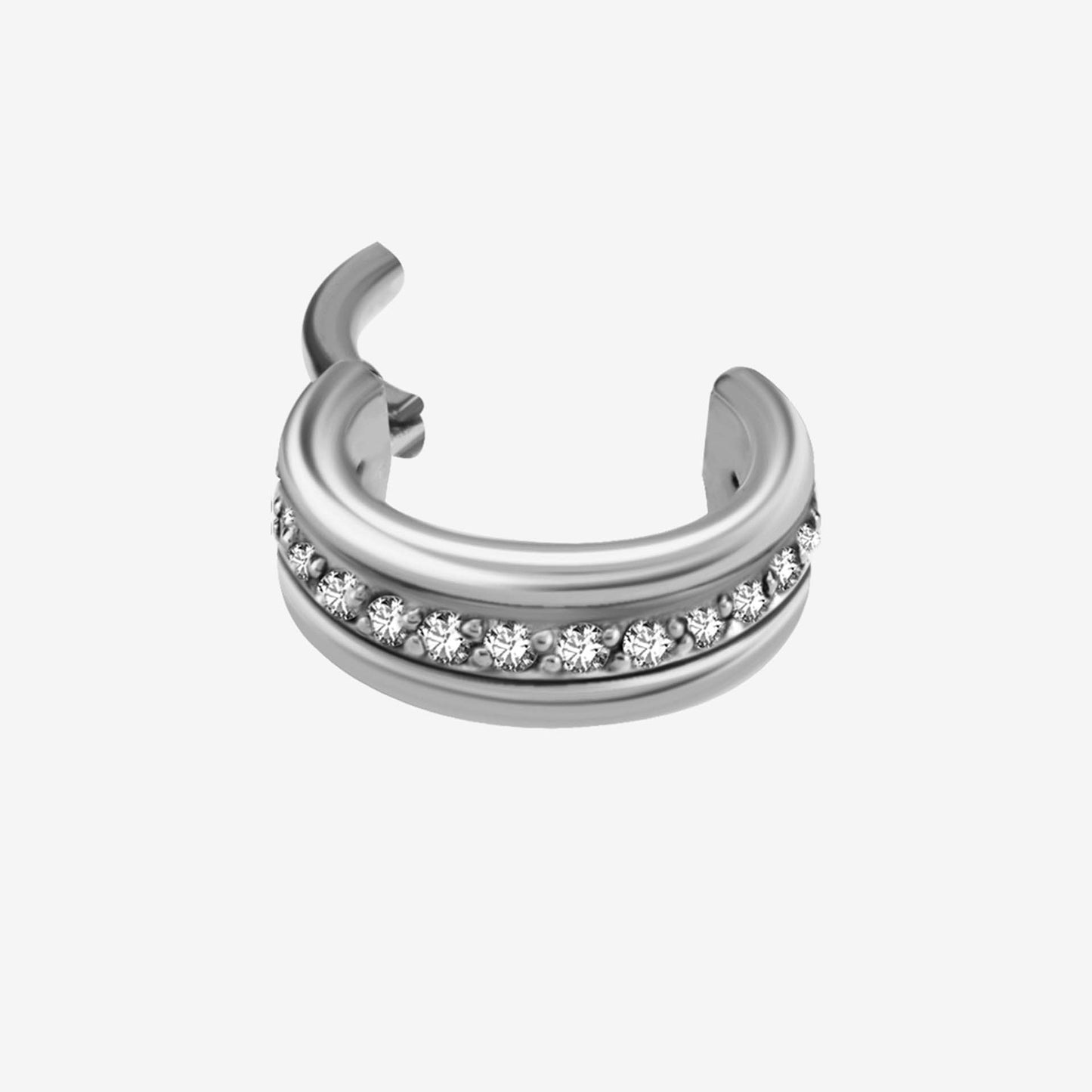 Piranha Hoop Hinged Triple Centraled Crystals Surgical Steel 316L Basicline - 2053-002-058