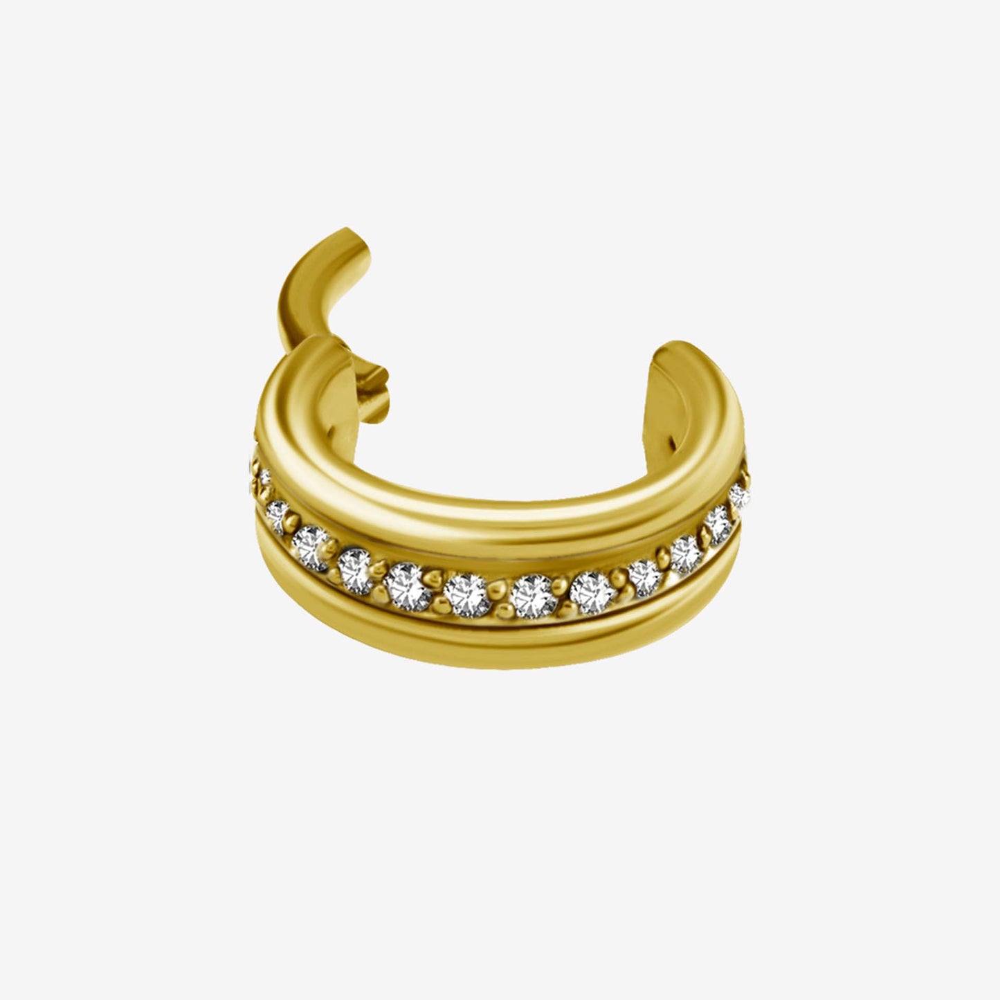 Piranha Hoop Hinged Triple Centraled Crystals Surgical Steel 316L Zirconline - 2053-002-059