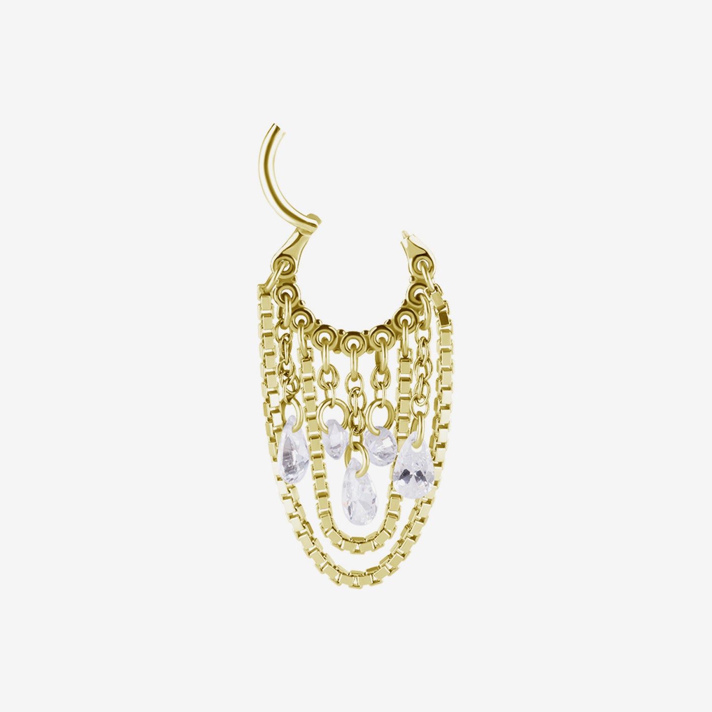Piranha Argola Hinged Dangling Crystals Chains Steel Zirconline