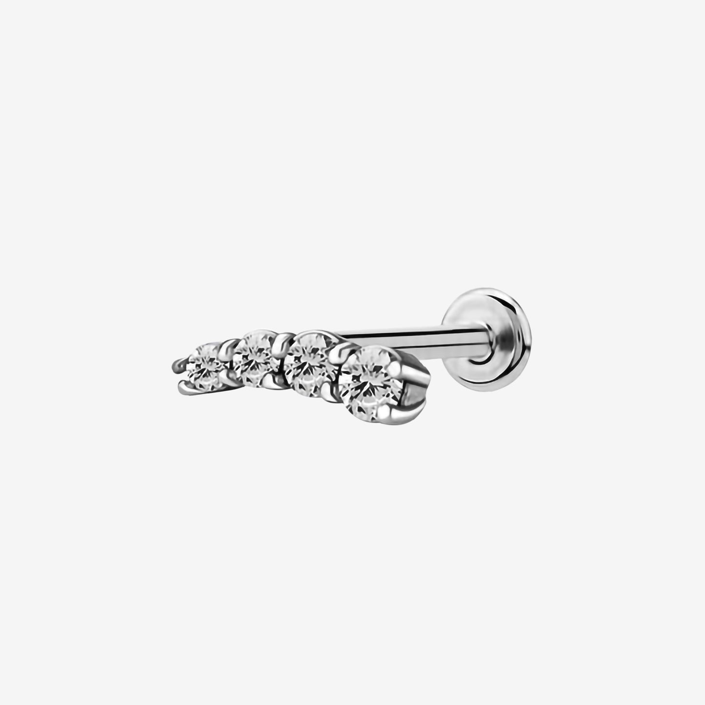 Piranha Labret Bow 4 Crystals Steel Basicline - 2055-003-051