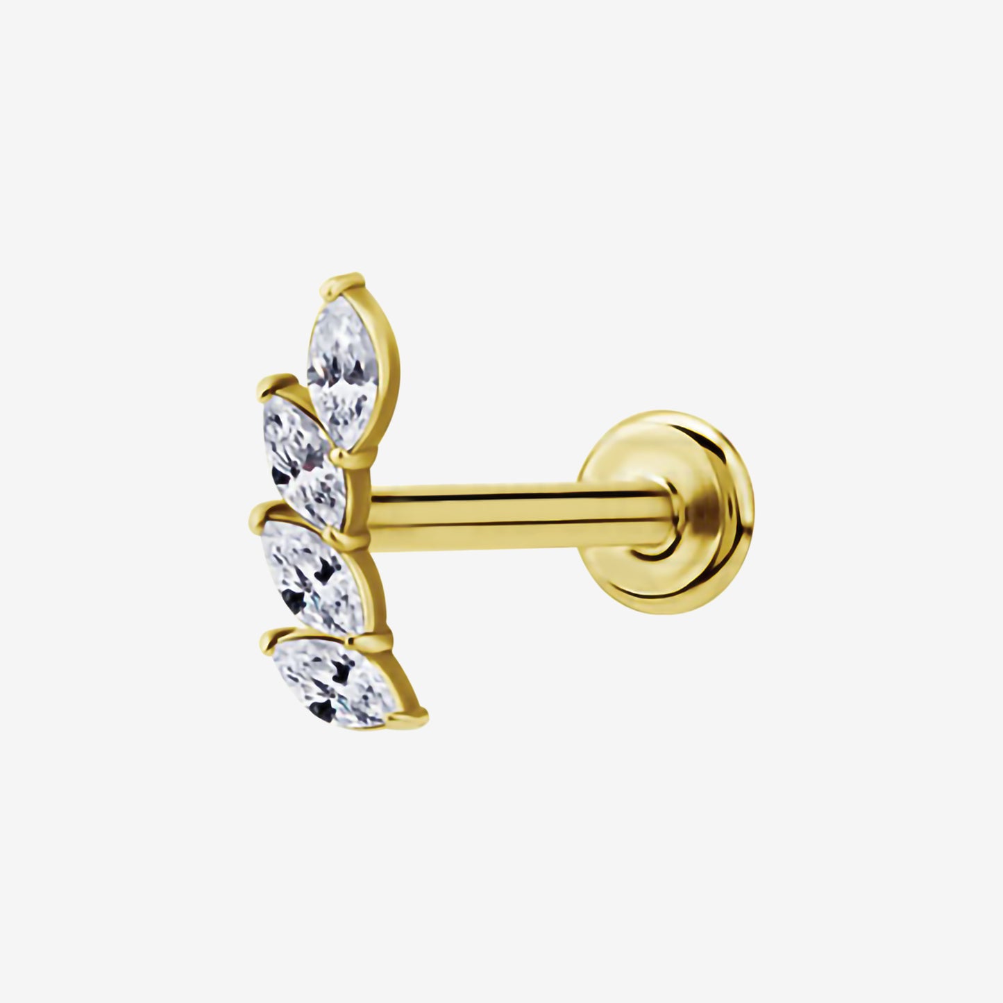 Piranha Labret Leaves Crystal Left Steel Zirconline - 2055-004-024