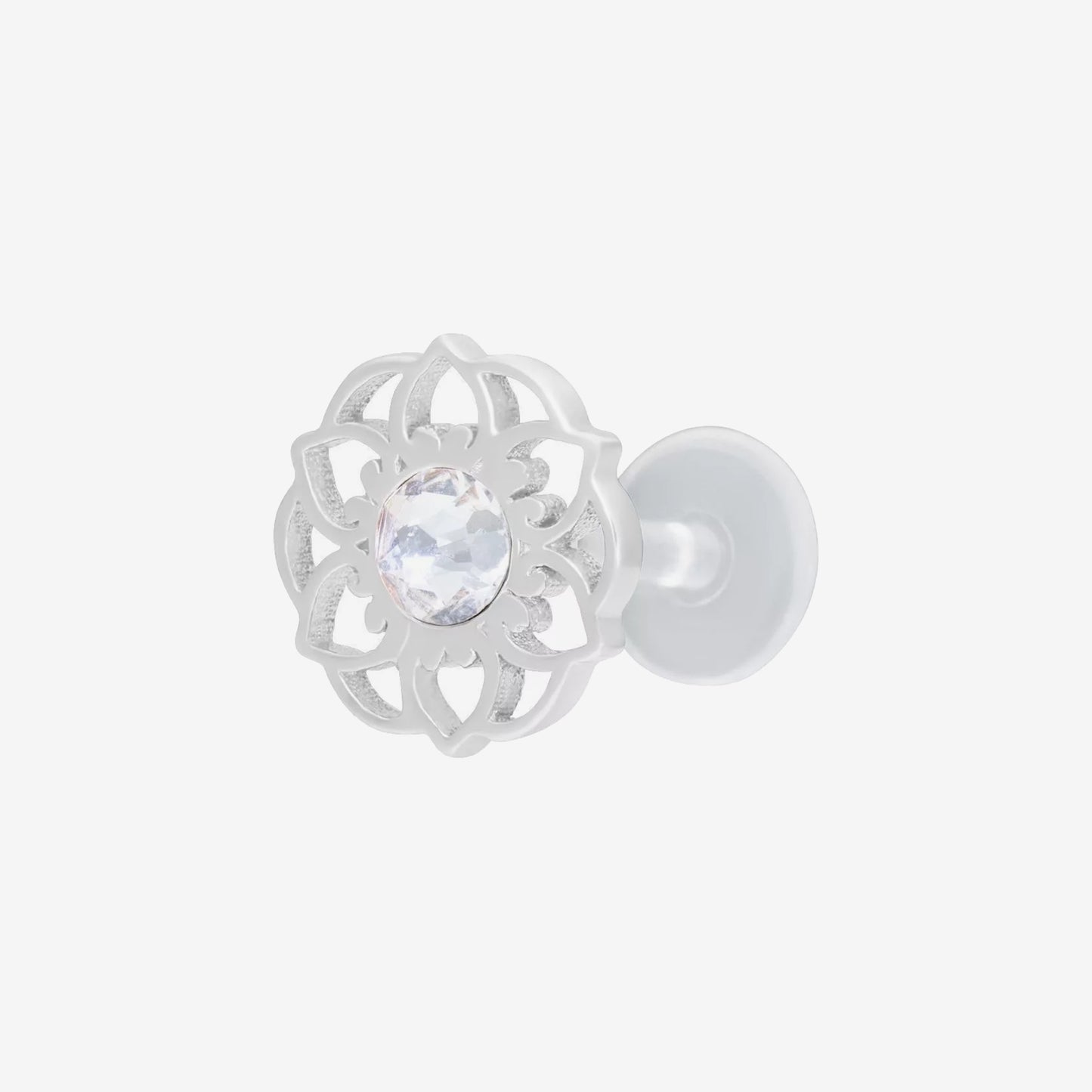 Wildcat Labret Mandala Flower Push-Fit Bioplast Silver - 2055-200-001