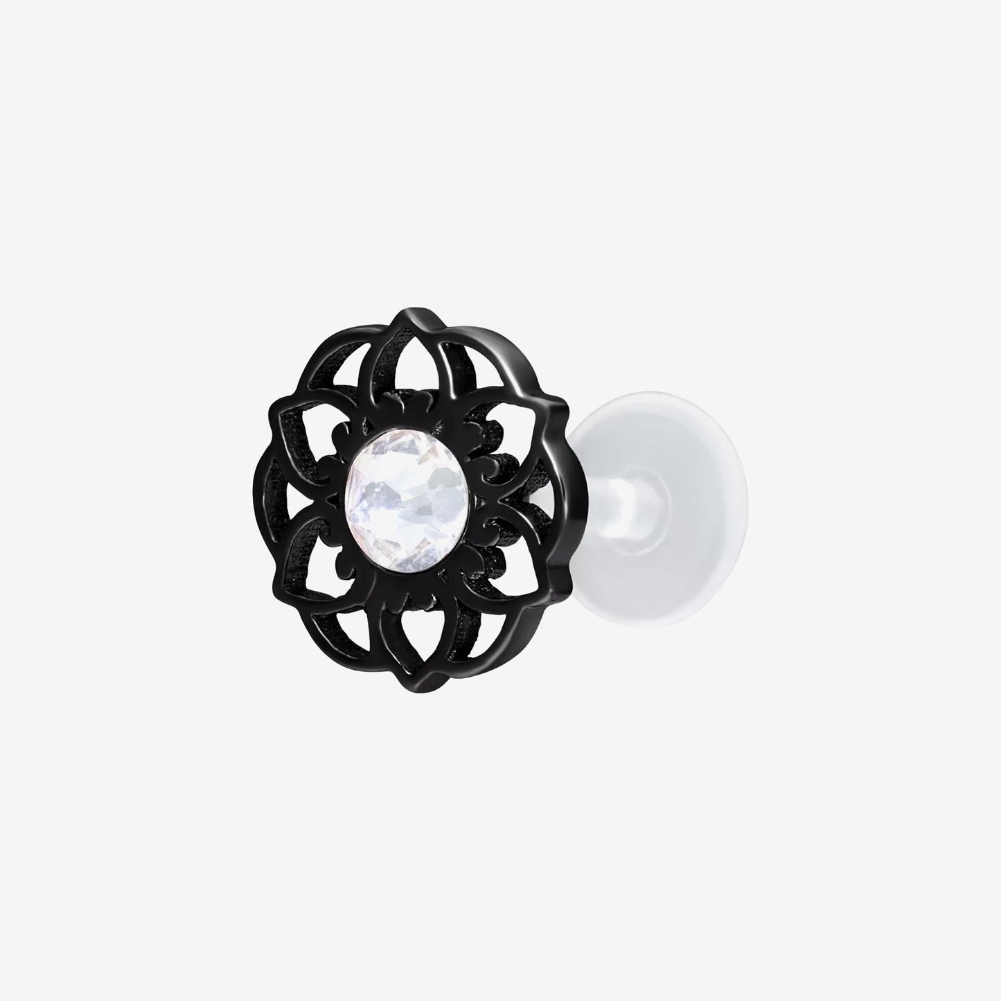 Wildcat Labret Mandala Flower Push-Fit Bioplast Black - 2055-202-001