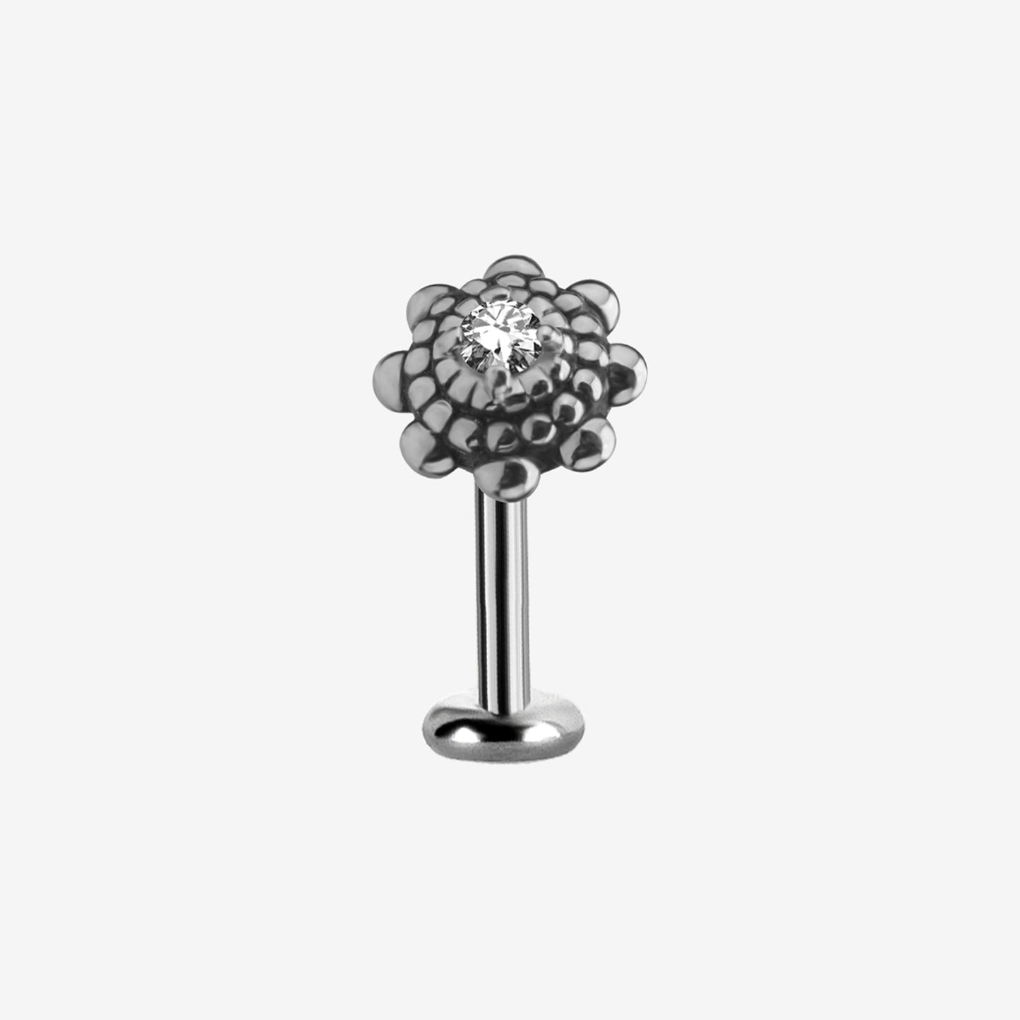 Piranha Labret Flower Crystal Surgical Steel 316L Basicline - 2055-LAB-FLWR