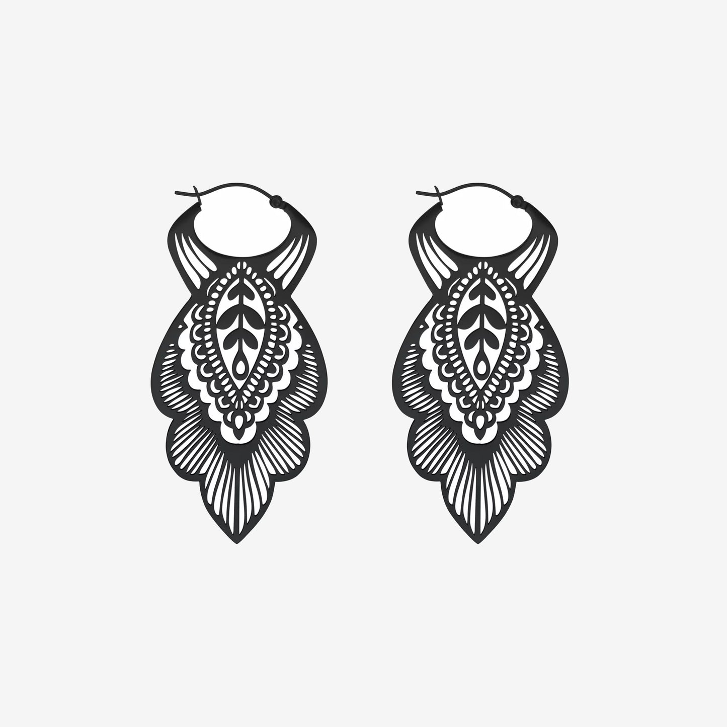 Wildcat Hoop Mandala Leaf Surgical Steel 316L Blackline - 2059-126-001