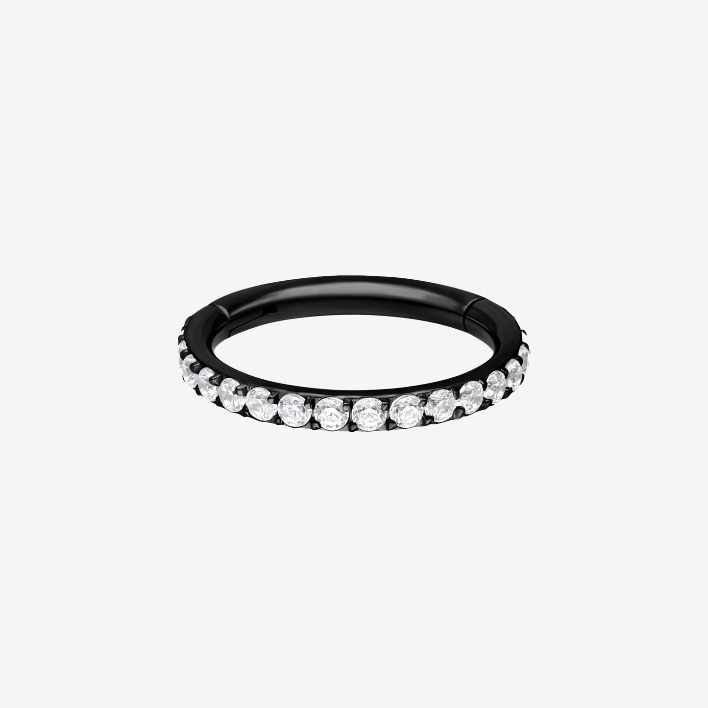 Wildcat Hoop Pave Setting Crystal Ring Surgical Steel 316L Blackline - 2059-WAR-PCBA-BLACKLINE