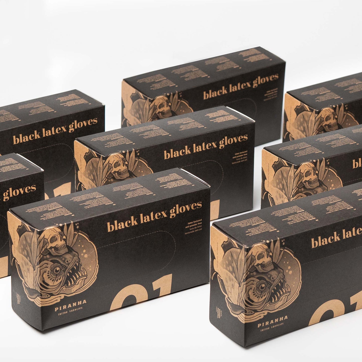 Piranha Latex Disposable Gloves Black