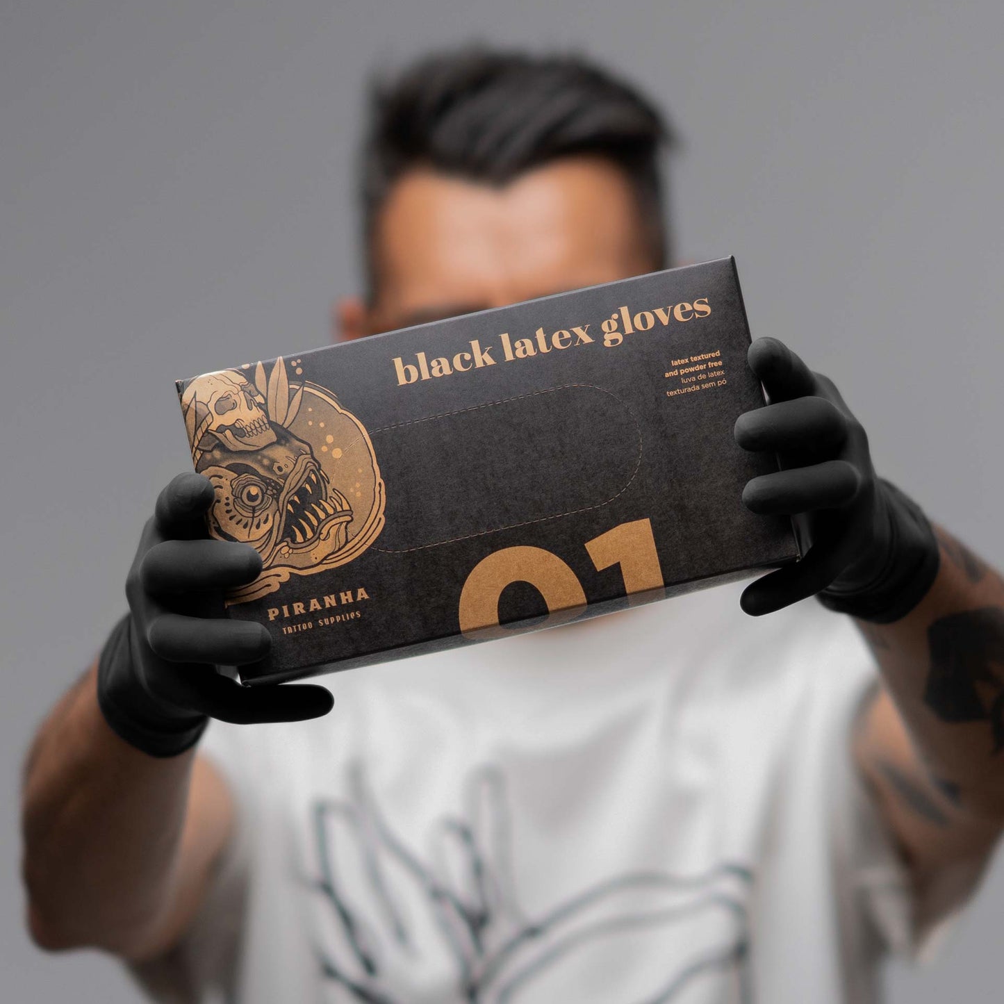 Piranha Latex Disposable Gloves Black