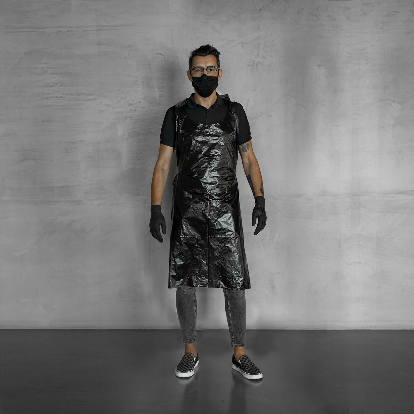 Disposable Apron Black - Pack 100 Units - 4057-017-002