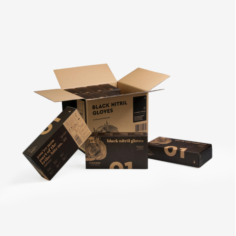 Piranha Soft Nitrile Disposable Gloves Black