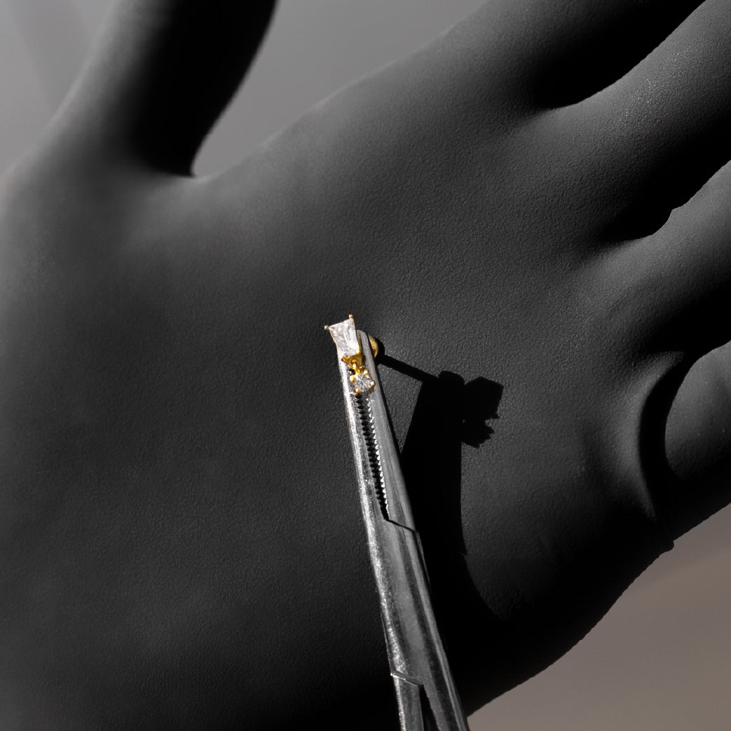 Piranha Labret Big Square Jewelled Steel Zirconline