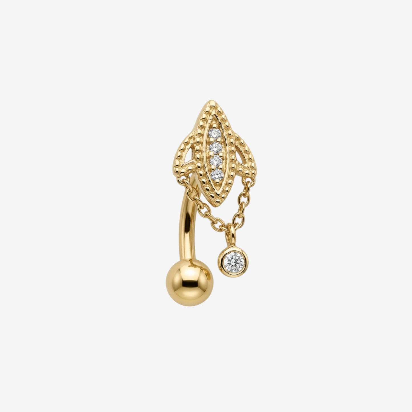 Piranha Banana Inverted Crystal Chain Steel Zirconline