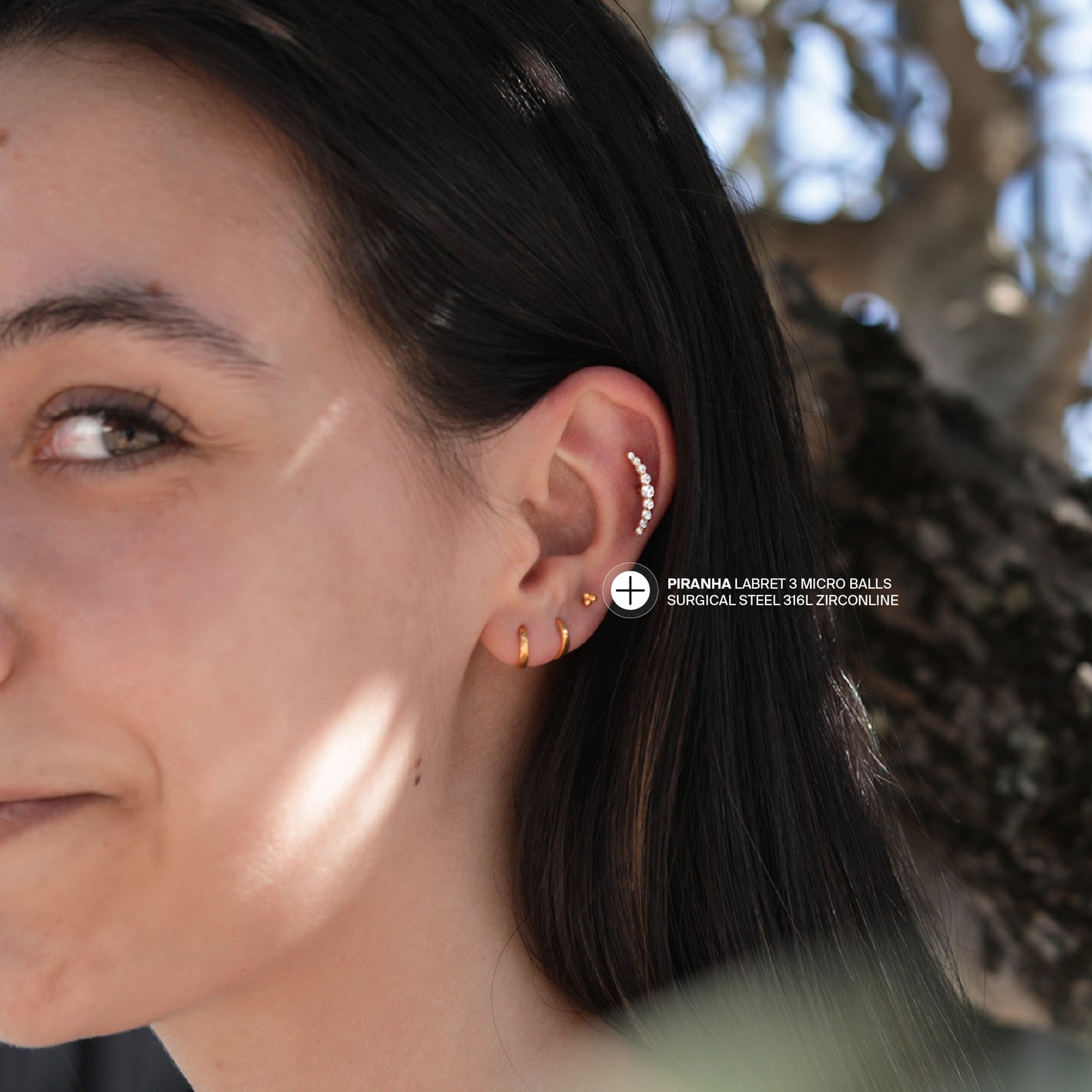 Piranha Labret 3 Micro Balls Surgical Steel 316L Zirconline