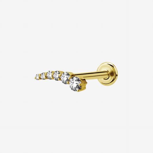 Piranha Labret Bow 6 Crystals Steel Zirconline