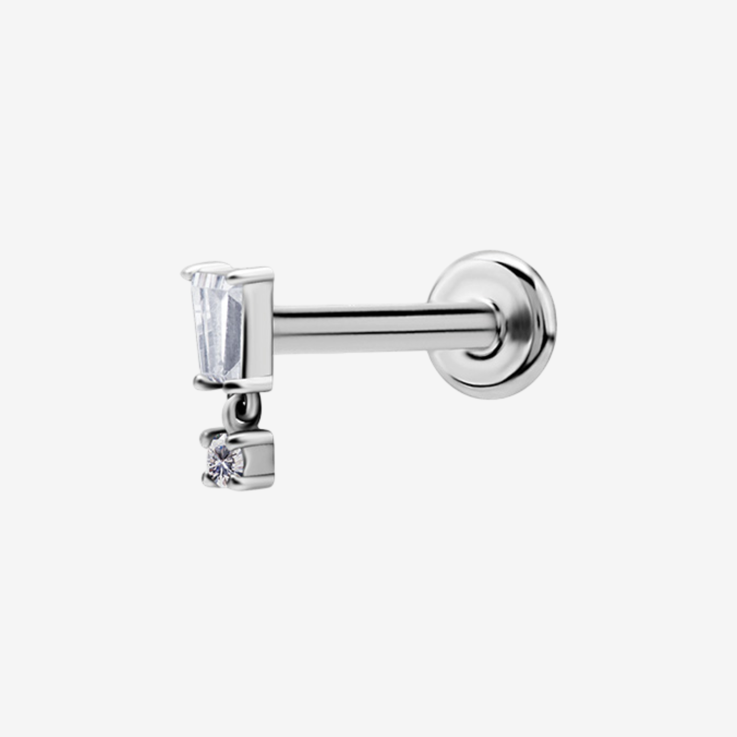 Piranha Labret Big Square Jewelled Steel Basicline