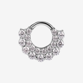 Piranha Septum Clicker Daith Front Multi Crystals Cobalt Chromium