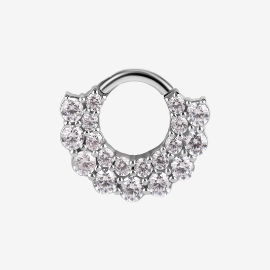 Piranha Septum Clicker Daith Front Multi Crystals Cobalt Chromium