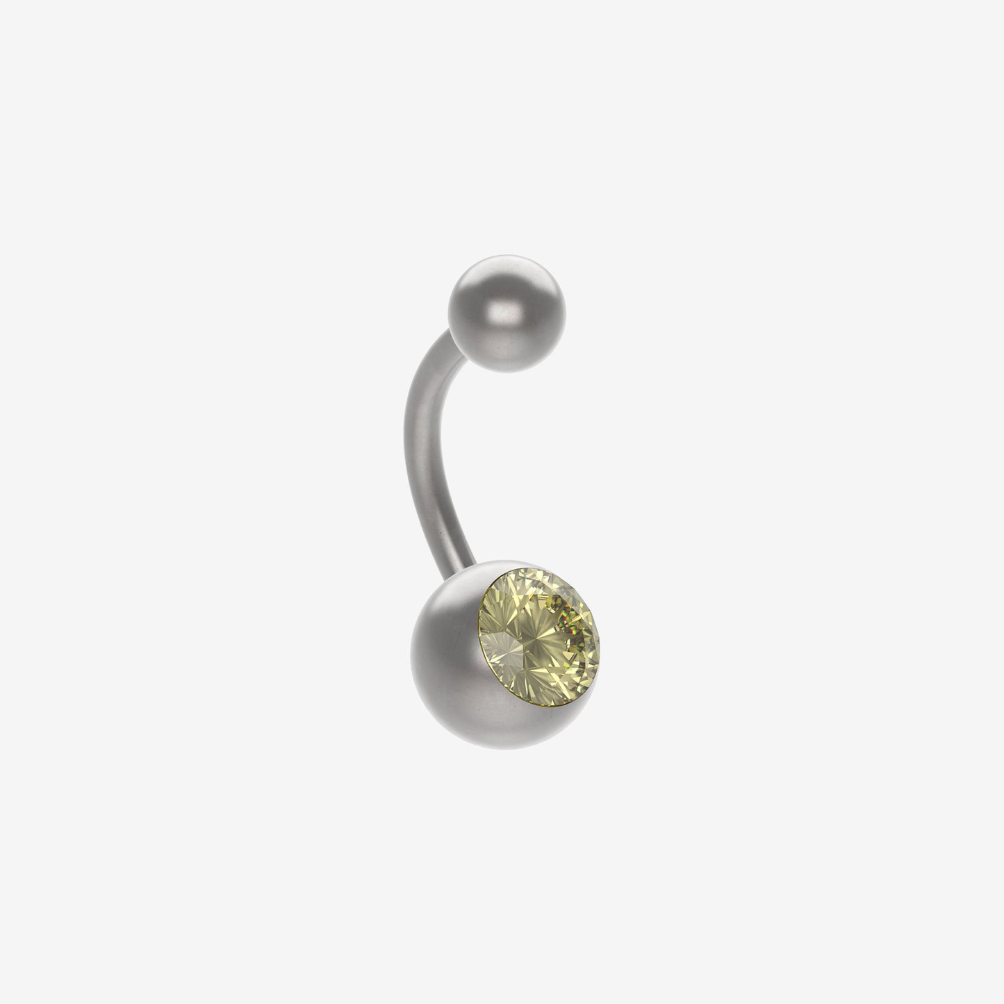Polished Titanium Banana Piranha with Stone