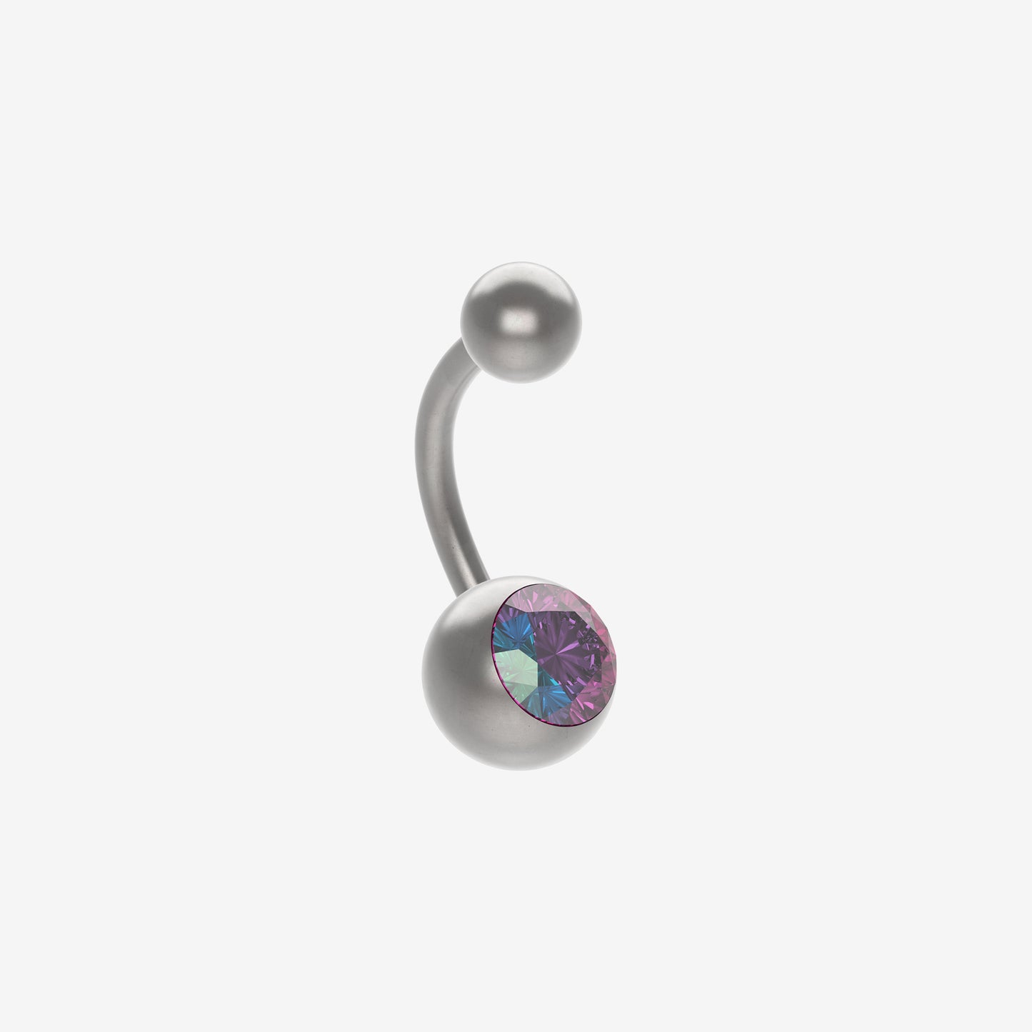 Polished Titanium Banana Piranha with Stone