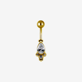 Piranha Banana Crystal Oval Surgical Steel 316L Zirconline