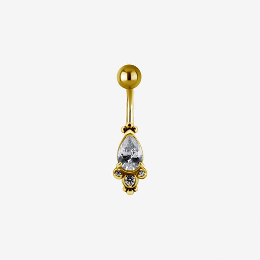 Piranha Banana Crystal Oval Surgical Steel 316L Zirconline - 2051-003-021