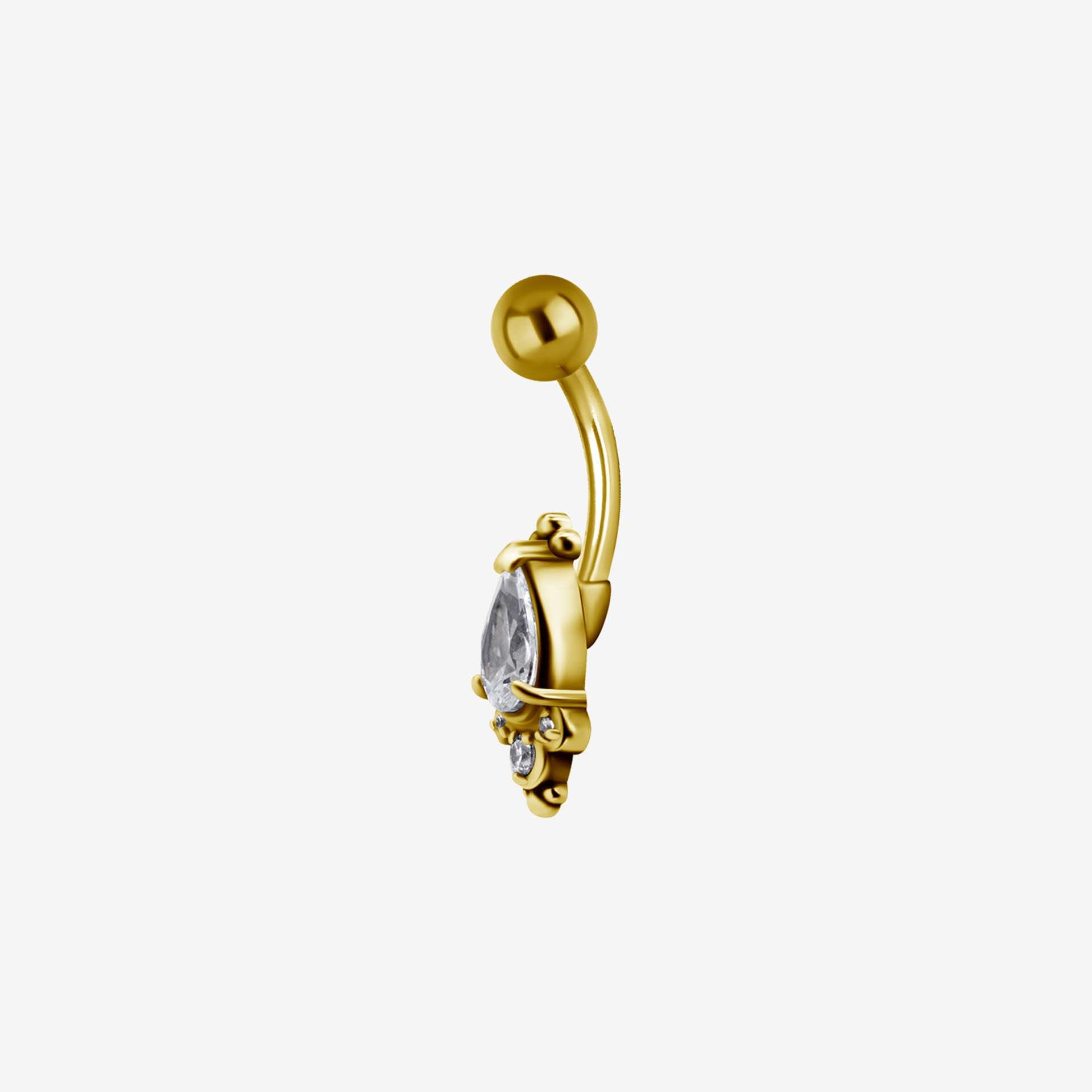 Piranha Banana Crystal Oval Surgical Steel 316L Zirconline - 2051-003-021