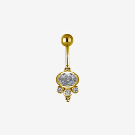 Piranha Banana Crystal Round Surgical Steel 316L Zirconline