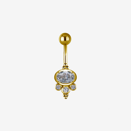 Piranha Banana Crystal Round Surgical Steel 316L Zirconline - 2051-003-022