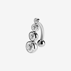 Piranha Banana Inverted 4 Crystals Surgical Steel 316L Basicline