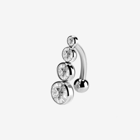 Piranha Banana Inverted 4 Crystals Surgical Steel 316L Basicline - 2051-003-030