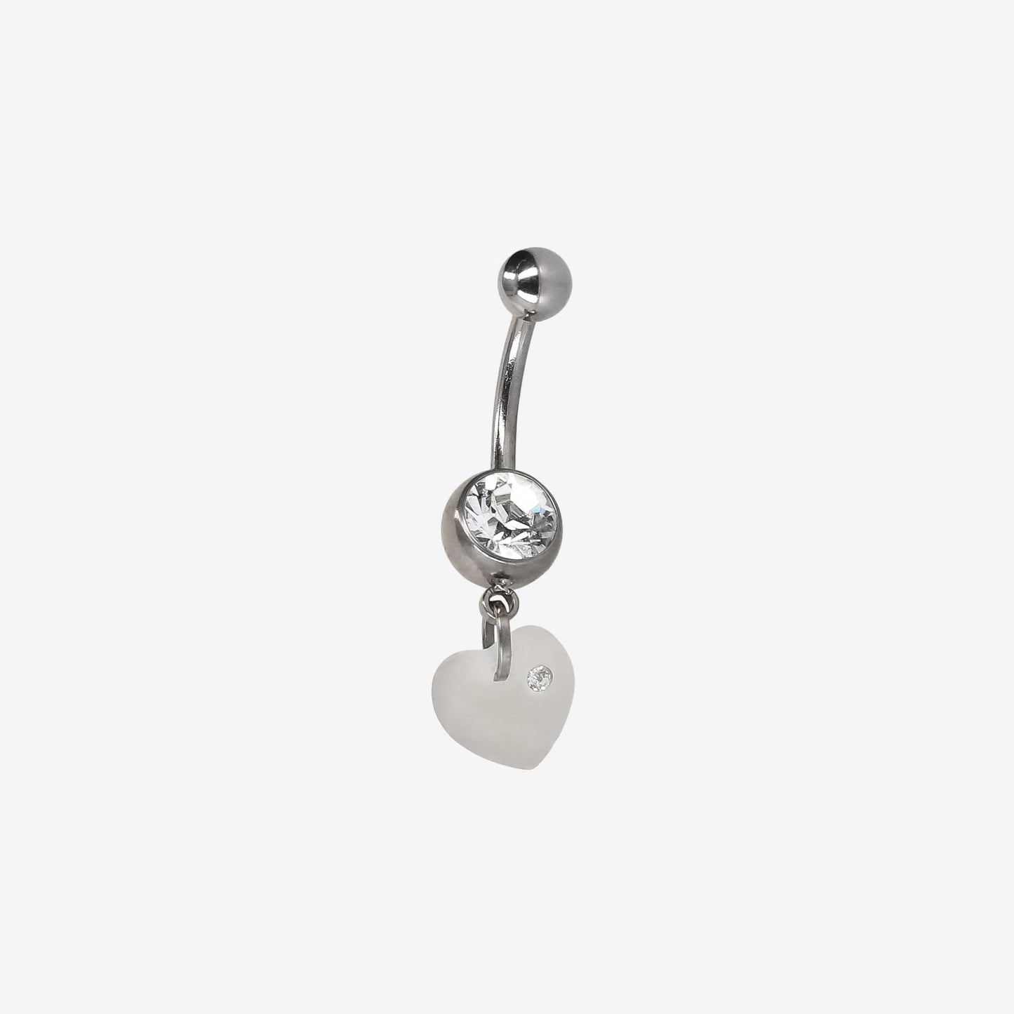 Zinova Banana Heart Polished Titanium with White Stone