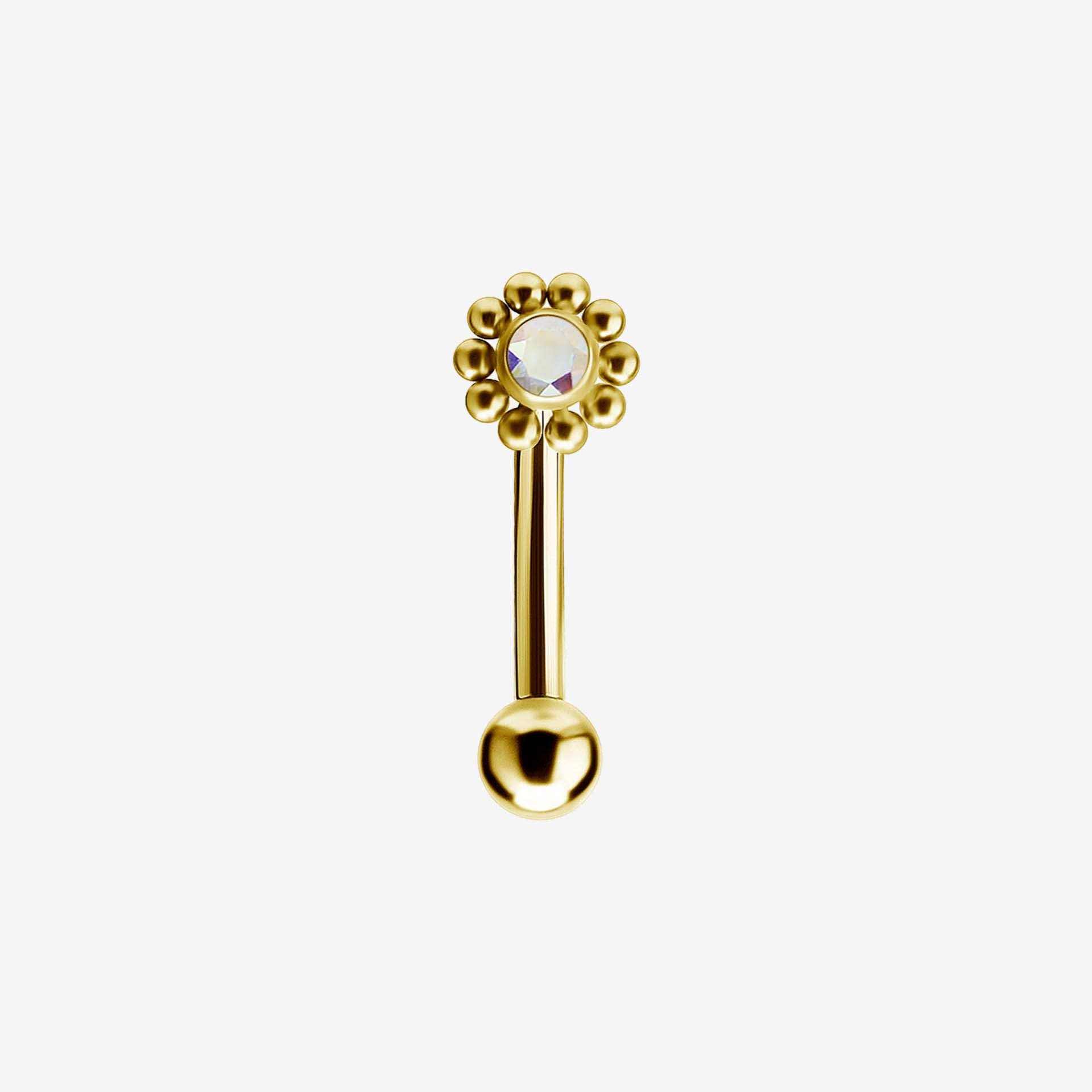 Piranha Eyebrow Flower Crystal Surgical Steel 316L Zirconline - 2051-108-082