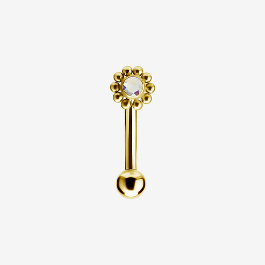 Piranha Eyebrow Flower Crystal Surgical Steel 316L Zirconline - 2051-108-082