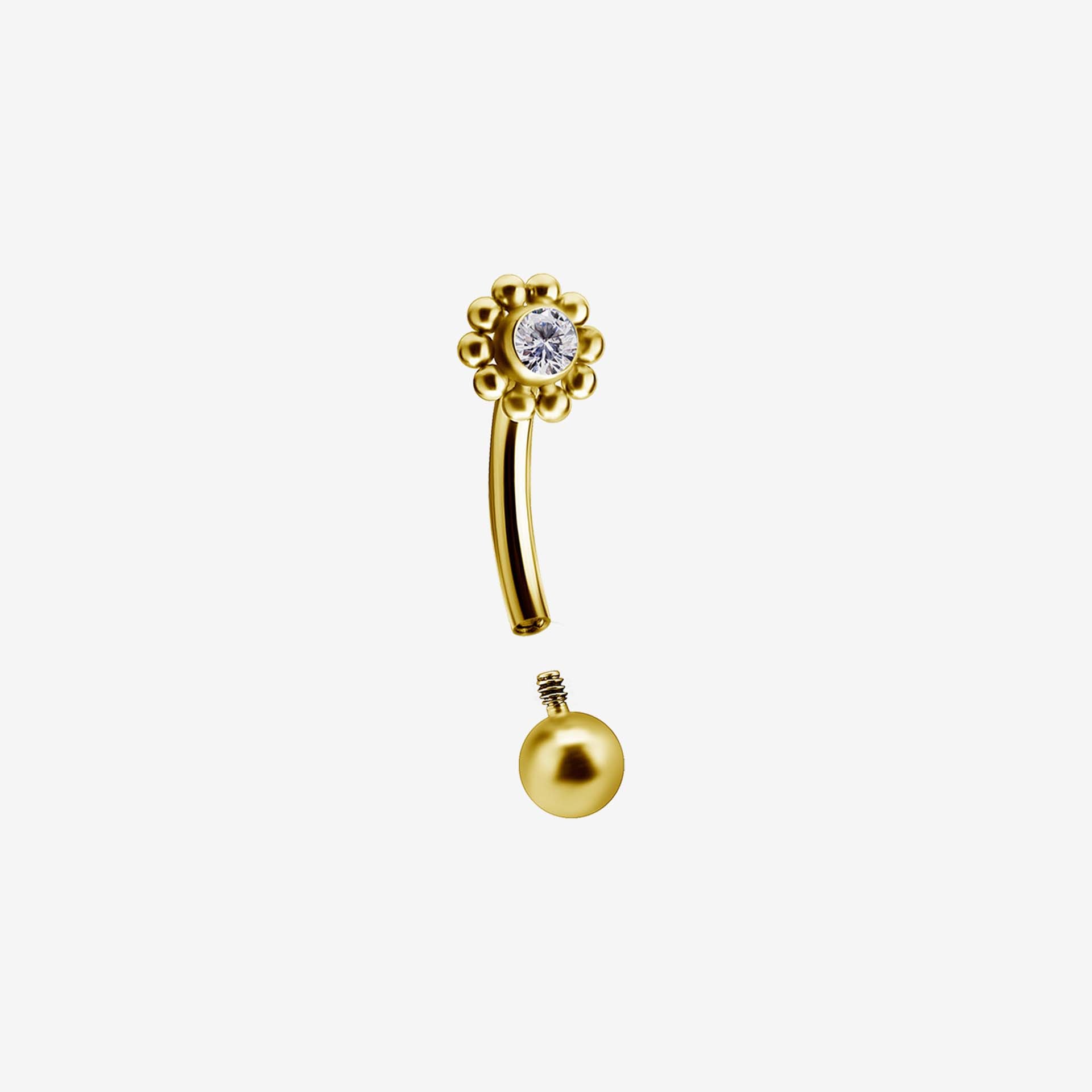 Piranha Eyebrow Flower Crystal Surgical Steel 316L Zirconline - 2051-108-082