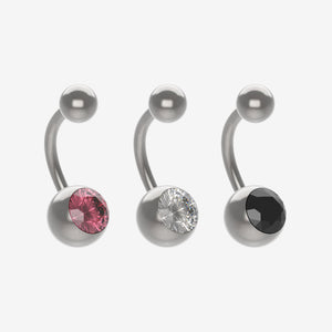 Piranha Banana with Stone 316L Surgical Steel - 2051-PB-PAC