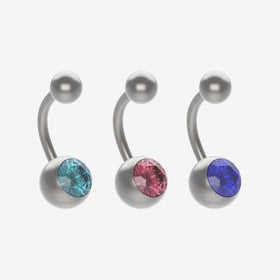 Polished Titanium Banana Piranha with Stone