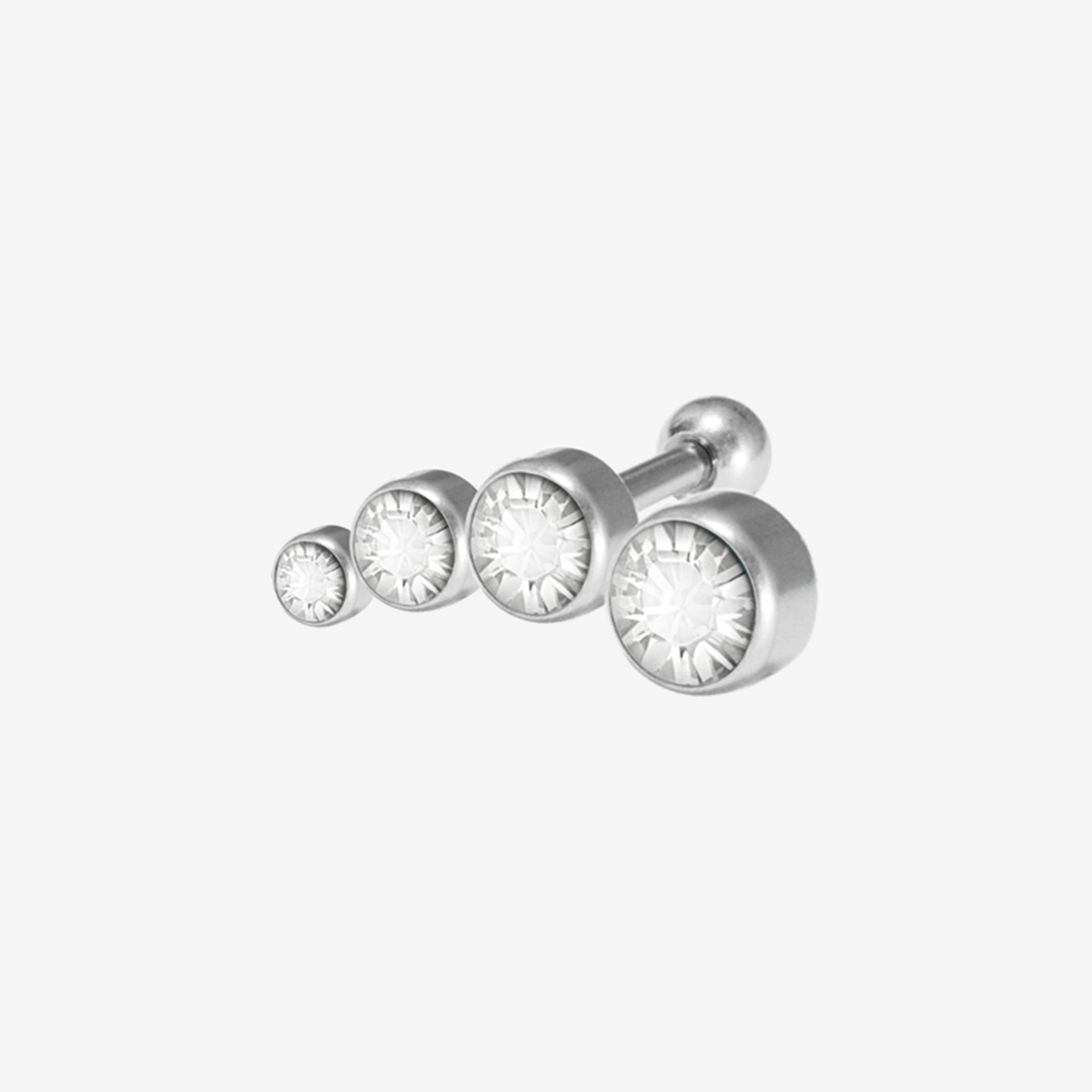 Piranha Earbarbell Bow 4 Size Crystals Left Steel Basicline - 2052-004-023