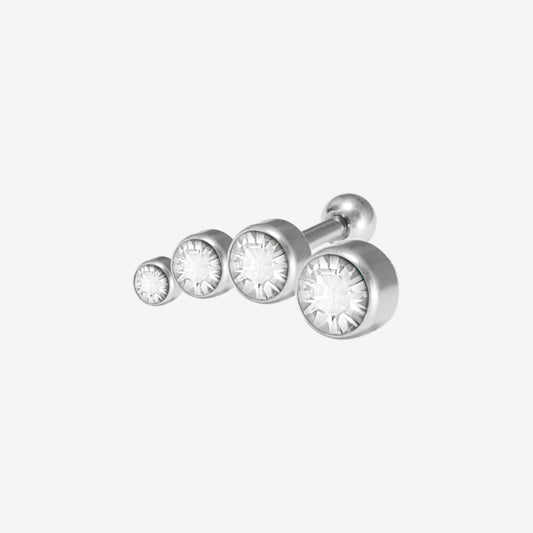 Piranha Earbarbell Bow 4 Size Crystals Left Steel Basicline - 2052-004-023