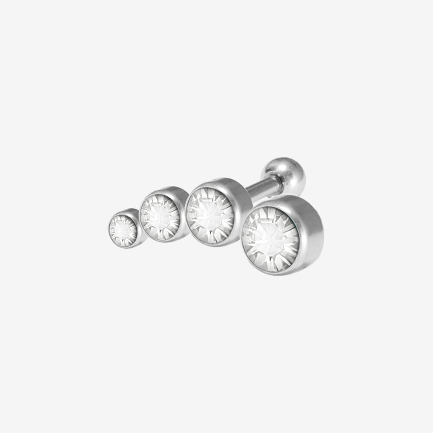 Piranha Earbarbell Bow 4 Size Crystals Left Steel Basicline