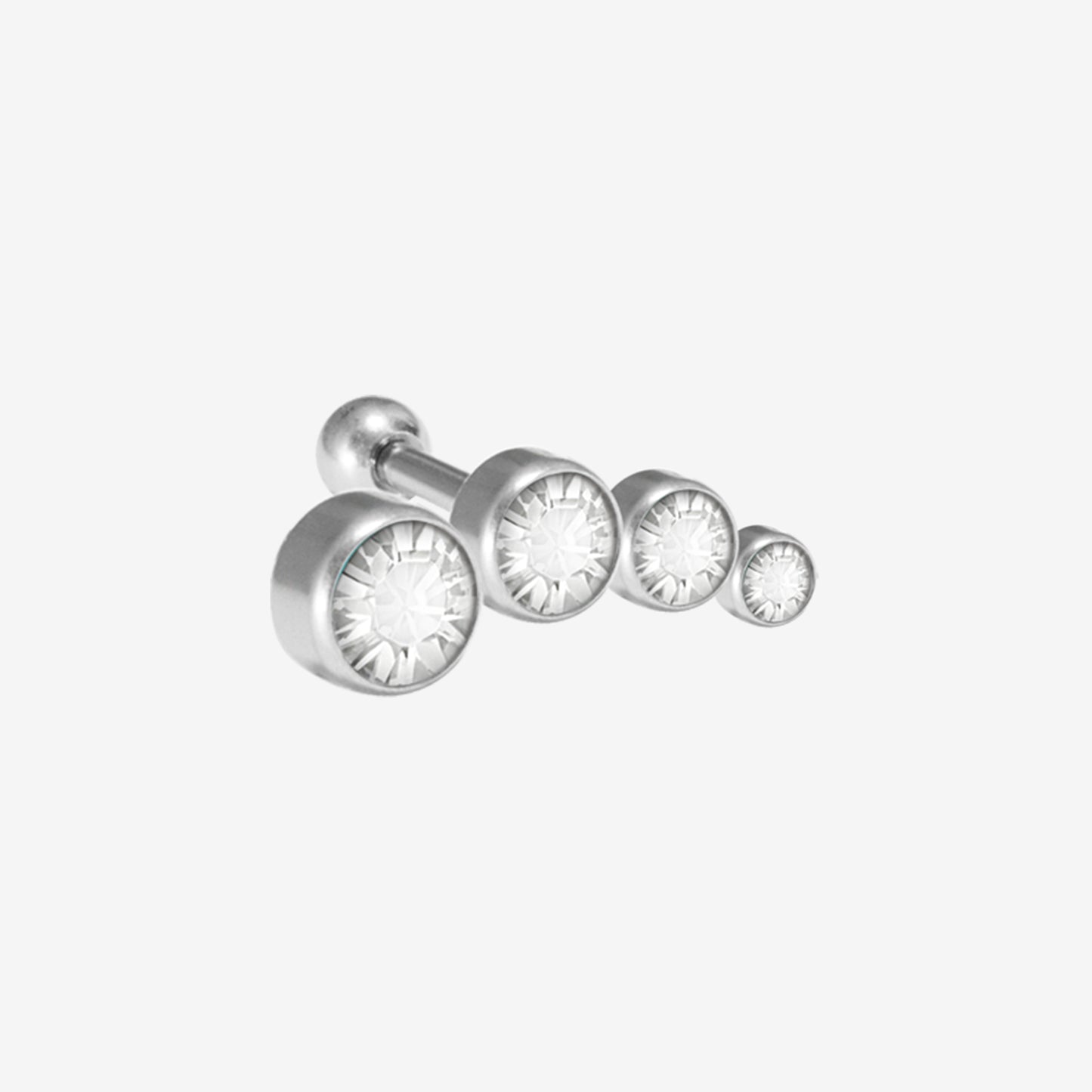Piranha Earbarbell Bow 4 Size Crystals Right Steel Basicline - 2052-004-024