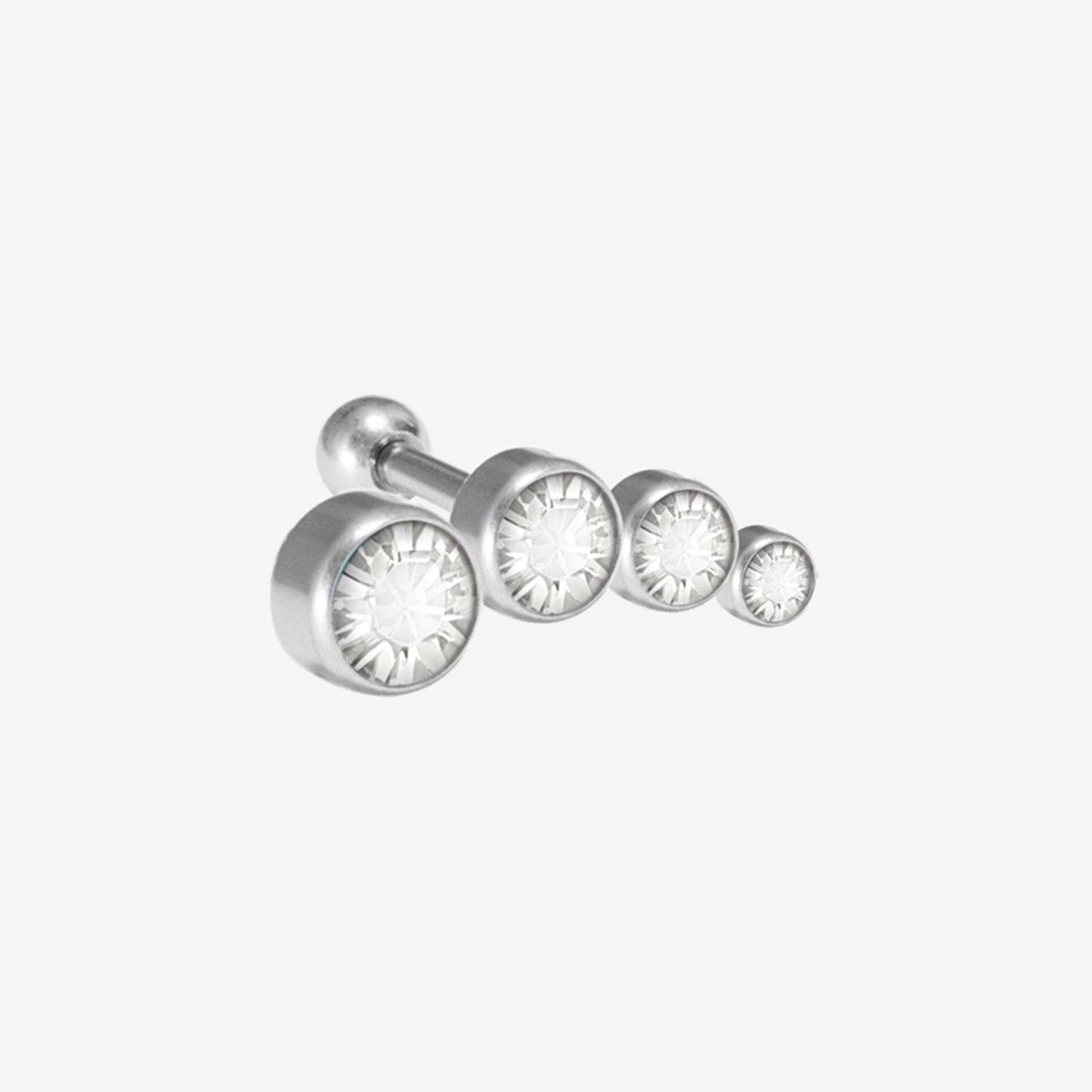 Piranha Earbarbell Bow 4 Size Crystals Right Steel Basicline - 2052-004-024