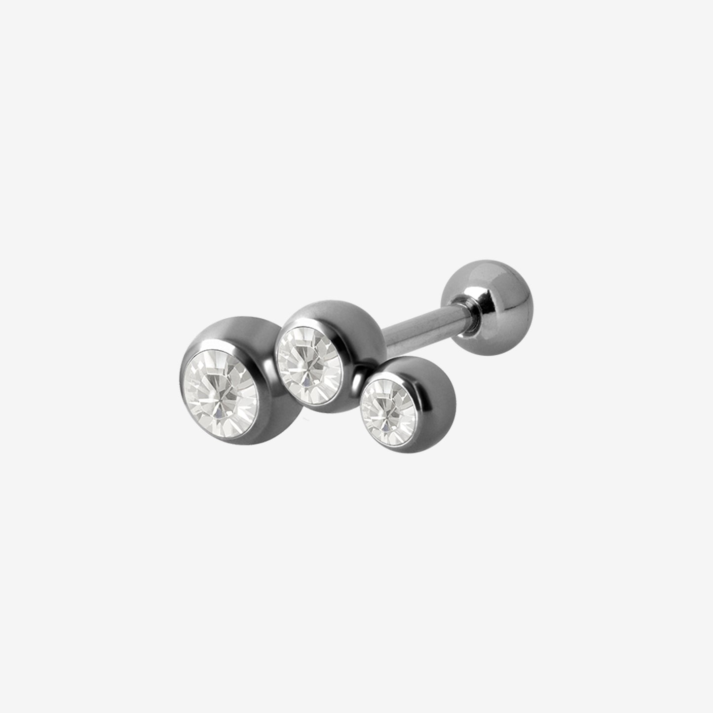 Piranha Earbarbell 3 Ball Crystals Steel Basicline