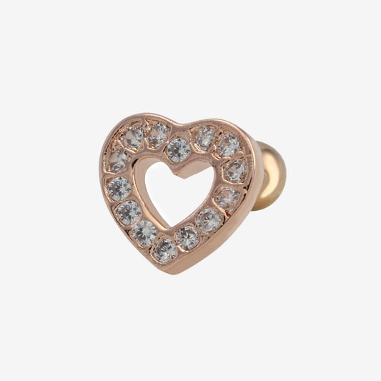 Piranha EarBarbell Shiny Heart Steel Roseline - 2052-004-080