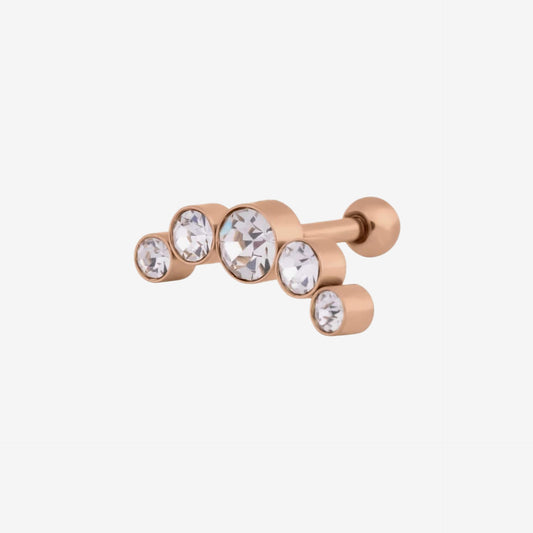 Wildcat Earbarbell 5 Crystals Surgical Steel 316L Roseline - 2052-096-004